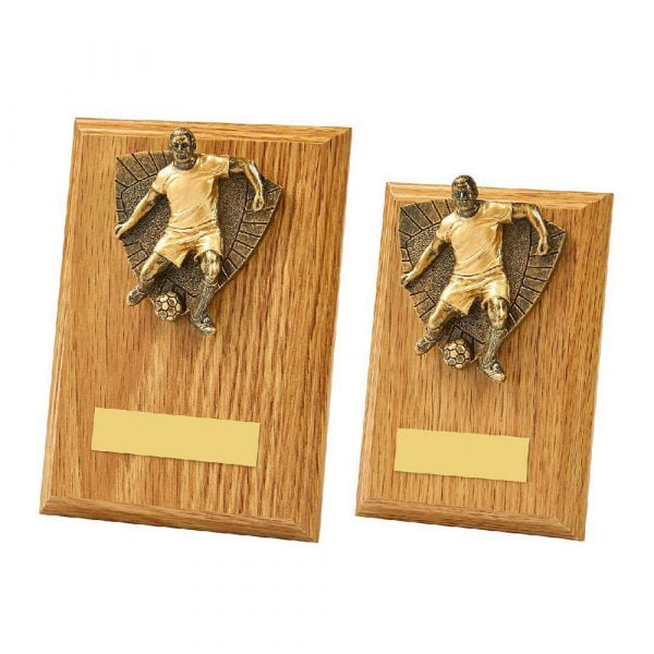 Light Oak Male Footballer Wood Plaque Trophy