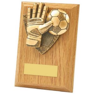 Light Oak Football Goalie Wood Plaque Award