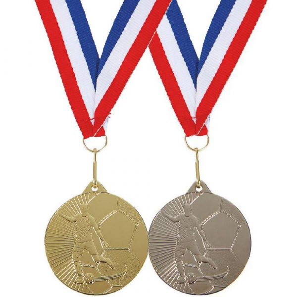 45mm Gold Football Medal on Ribbon