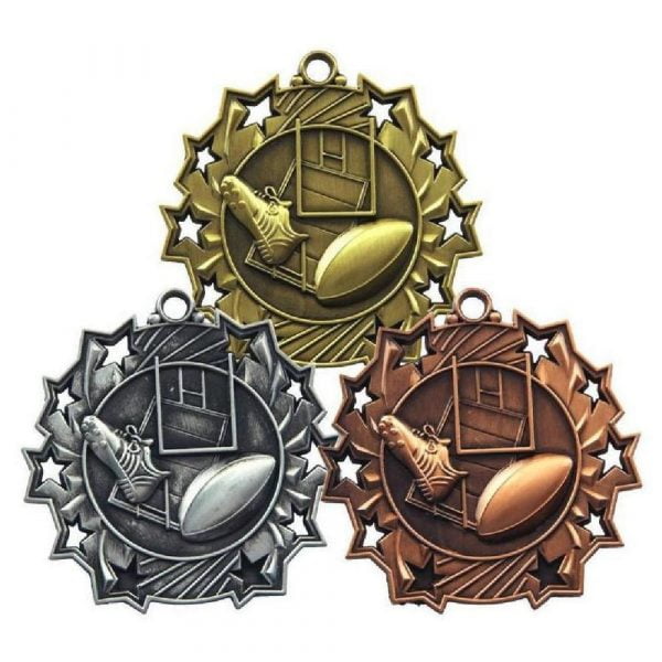 60mm Stars Rugby Medal