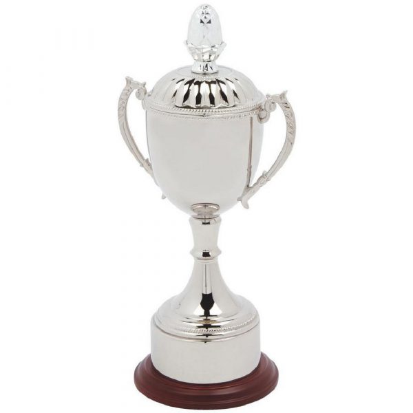 Nickel Plated Trophy Cup with Lid & Plinth Band