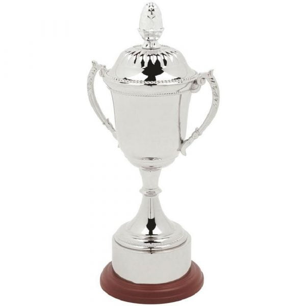 Nickel Plated Trophy Cup with Plinth Band & Lid