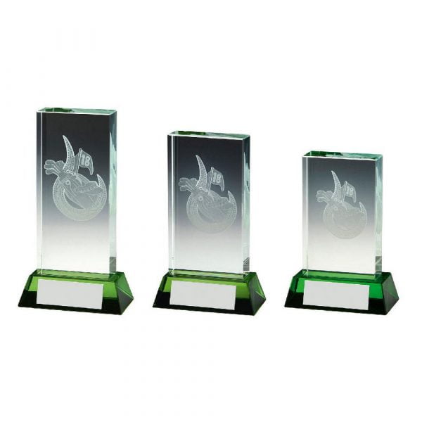 Golf Bag Jade Glass Block with Green Base