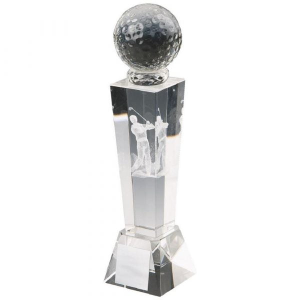 Crystal Column with 3D Golfer (M)