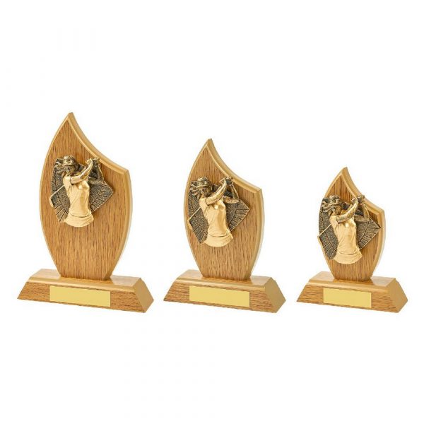 Light Oak Female Golf Wood Plaque Award