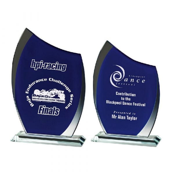 Clear/Blue Glass Curve Award