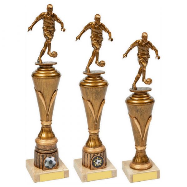 Antique Gold Male Football Pillar Trophy