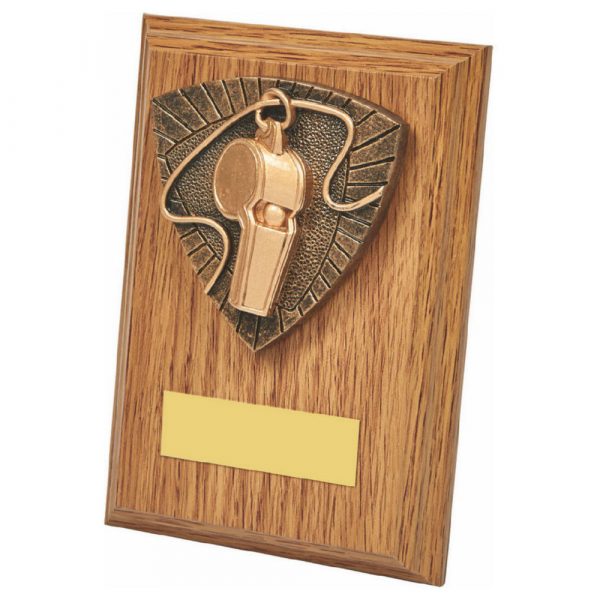 Referee's Whistle Wood Plaque Award