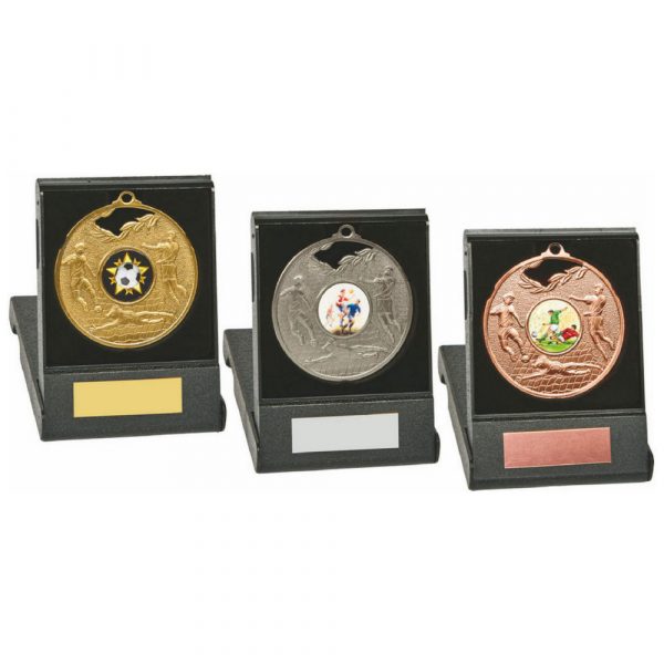 70mm Gold Football Medal in Case