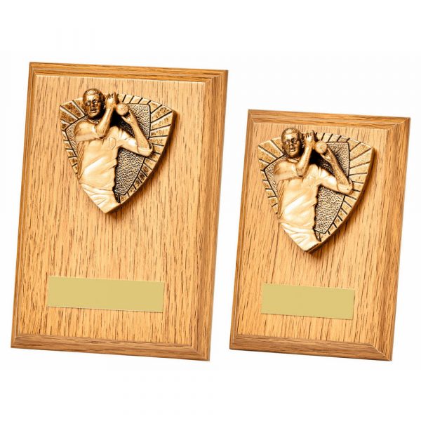 Cricket Bowler Wood Plaque Male