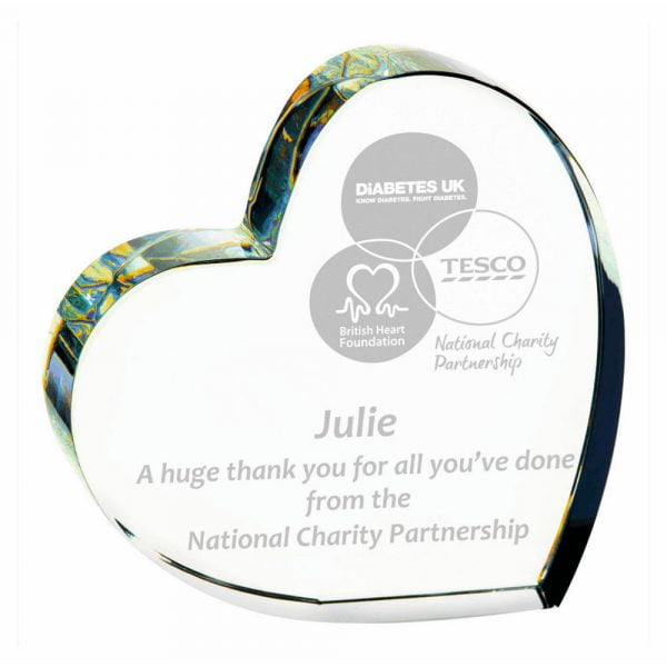 Clear Heart Shaped Award