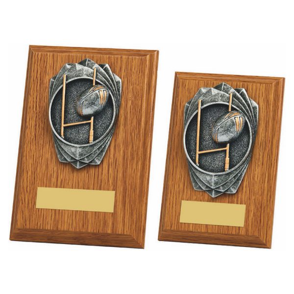 "Rose" Light Oak Rugby Plaque (Posts)