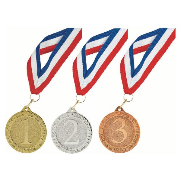 50mm  1st 2nd 3rd Medal +  R/W/B Ribbon