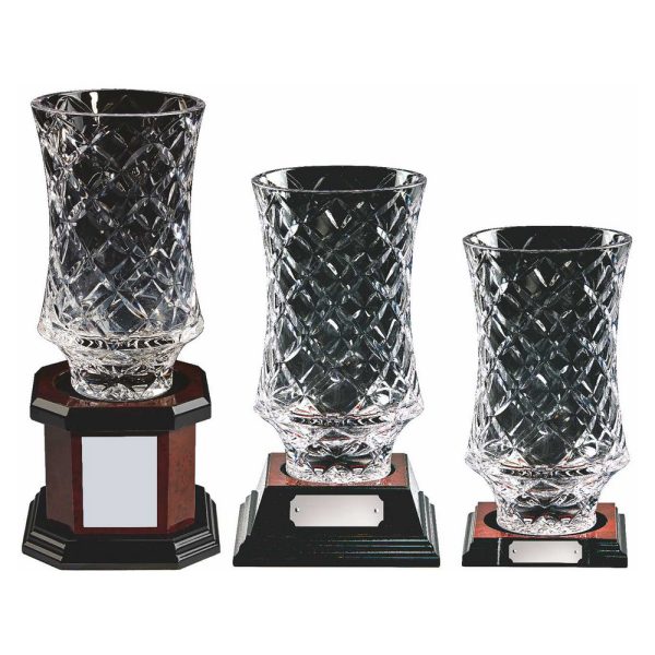 Lead Crystal Vase Award on Wood Base