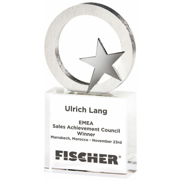 Metal Star/circle on Glass base