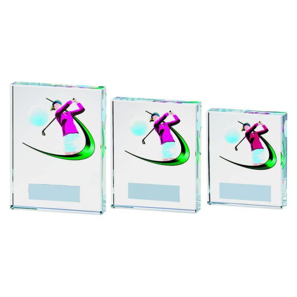 Clear/Colour Glass Golf Award - Female