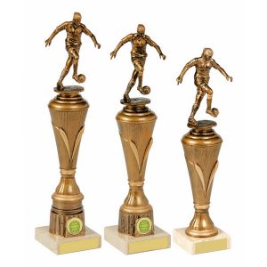 Antique Gold Female Football Pillar Trophy