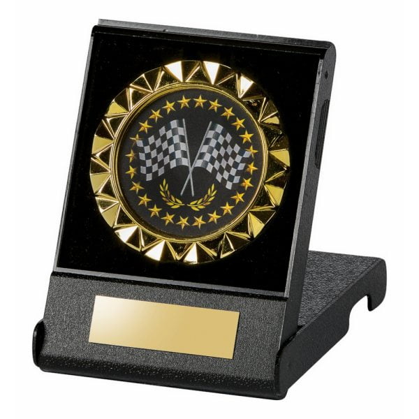 70mm Gold Trim in Case -Crossed Flags