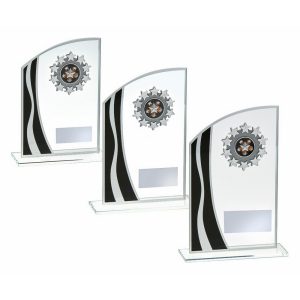 Glass Award with Black Waves and Silver Trim