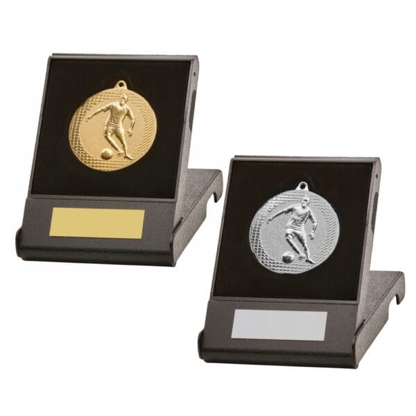 Silver Male Football Medal in Case