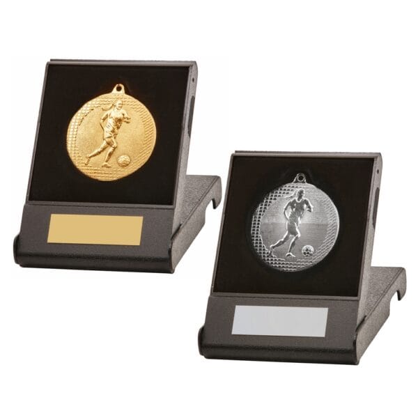 Gold Female Football Medal in Case