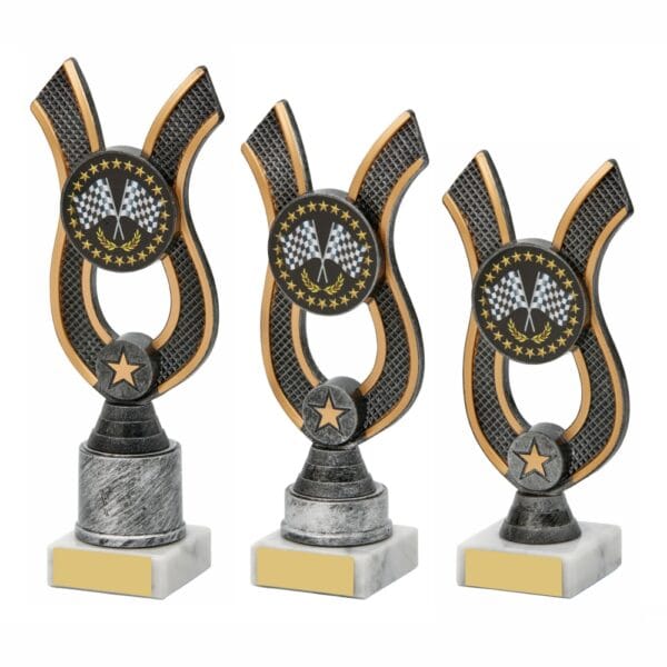 Antique Silver Crossed Flags Trophy