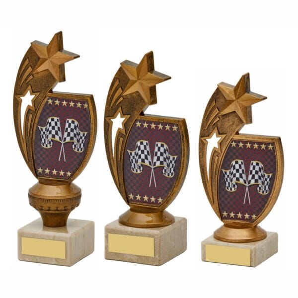 Antique Gold Crossed Flags Trophy