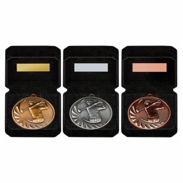 Gold 70mm Male Golf Medal in Luxury Case