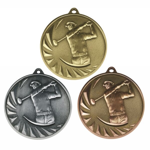 Gold 70mm Male Golf Medal