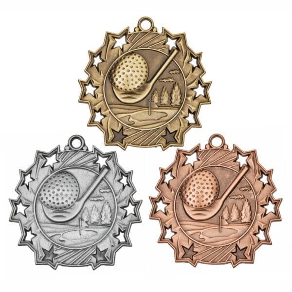 Gold 70mm Male Golf Medal