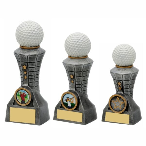Antique Silver Resin Golf Ball Tower Award
