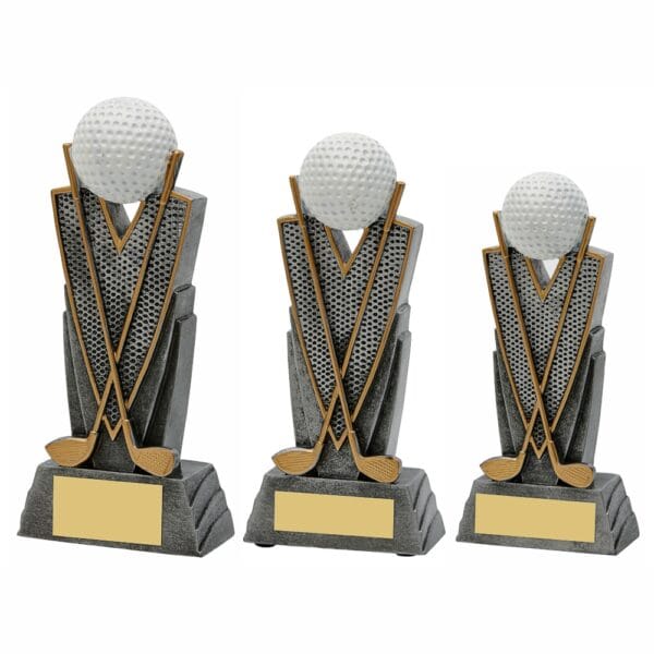 Antique Silver Resin Golf Ball/Clubs Award