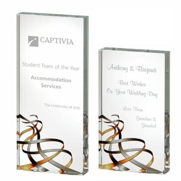 Silver/Gold Ribbon Glass Block