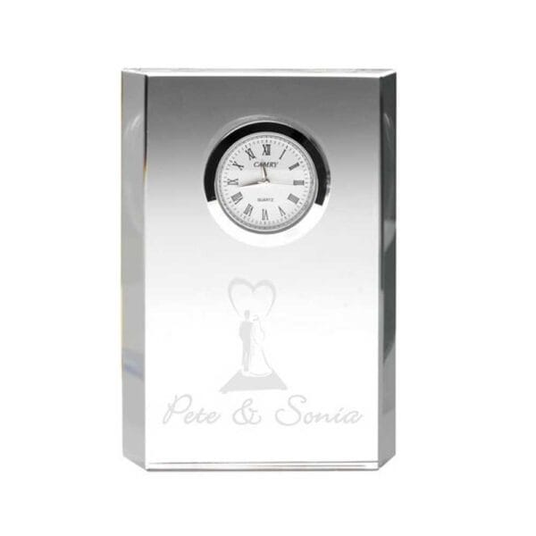 CLEAR GLASS RECTANGLE CLOCK (22mm THICK)