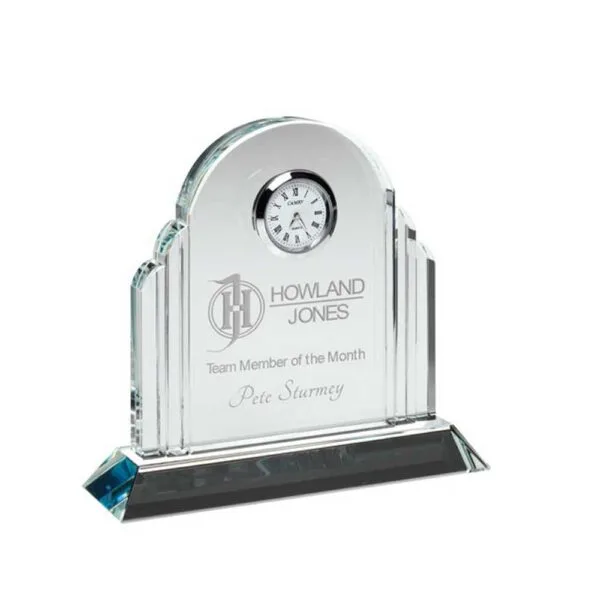 CLEAR GLASS ARCHED CLOCK (20mm THICK)