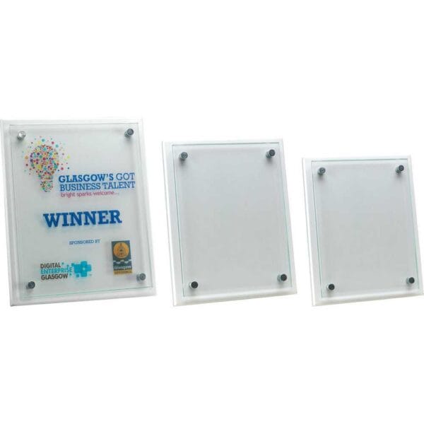 WHITE PLAQUE WITH 6mm GLASS FRONT