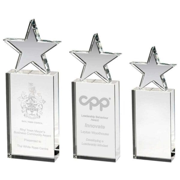 CLEAR GLASS BLOCK WITH GLASS STAR