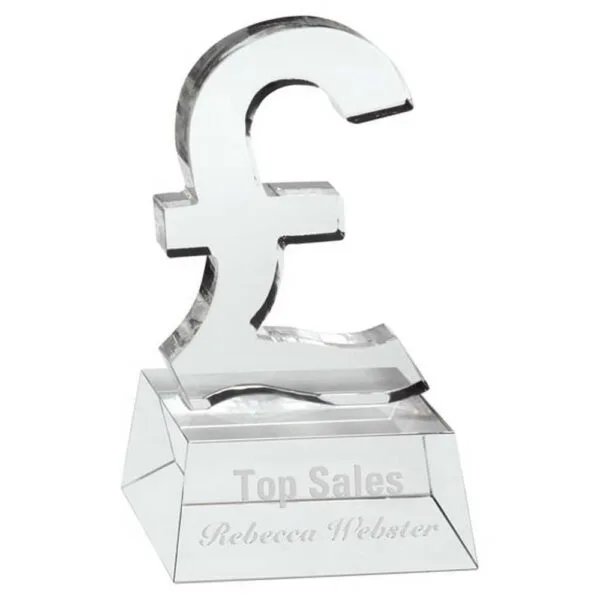 CLEAR GLASS 'POUND SIGN' ON BASE