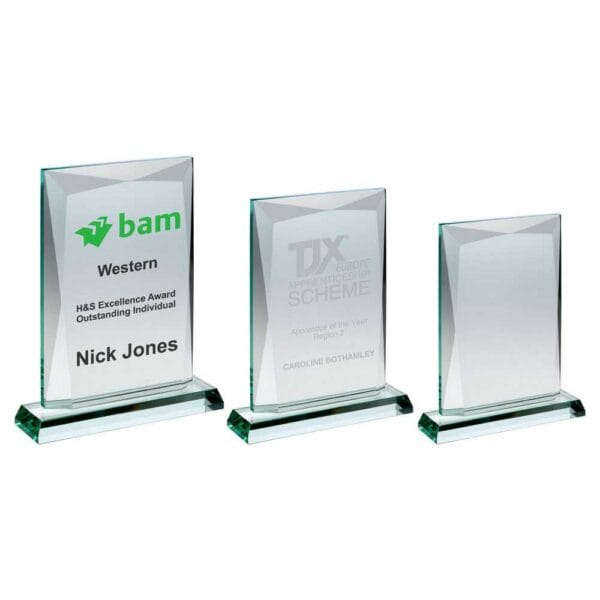 JADE GLASS CHUNKY RECTANGLE PLAQUE (19mm THICK)