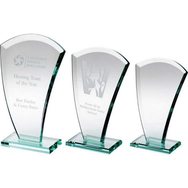 JADE GLASS CURVED V PLAQUE (10mm THICK)