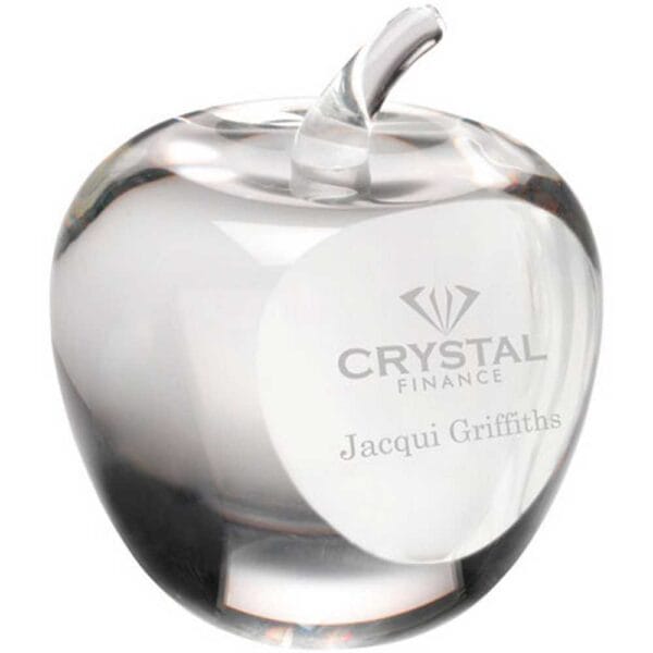 CLEAR GLASS 'APPLE' PAPERWEIGHT WITH PRESENTATION CASE