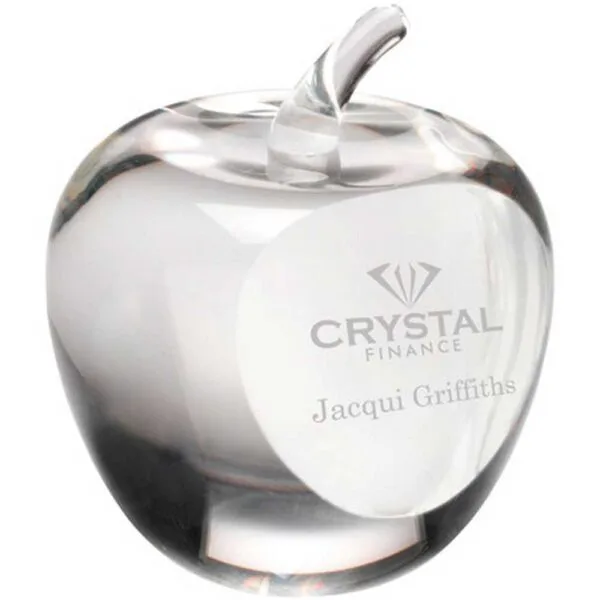 CLEAR GLASS 'APPLE' PAPERWEIGHT WITH PRESENTATION CASE