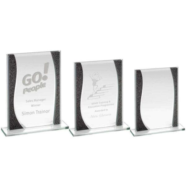 JADE GLASS RECTANGLE PLAQUE WITH SILVER HIGHLIGHTS (4mm THICK)