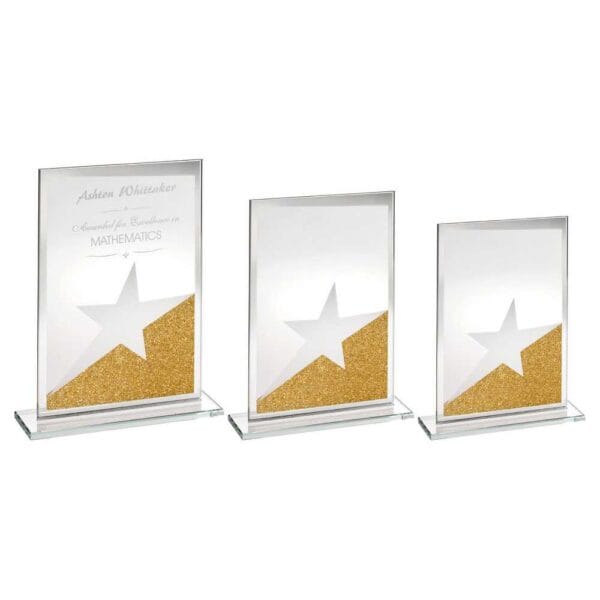 JADE GLASS RECTANGLE PLAQUE WITH GOLD/SILVER GLITTER DETAIL (4mm THICK)