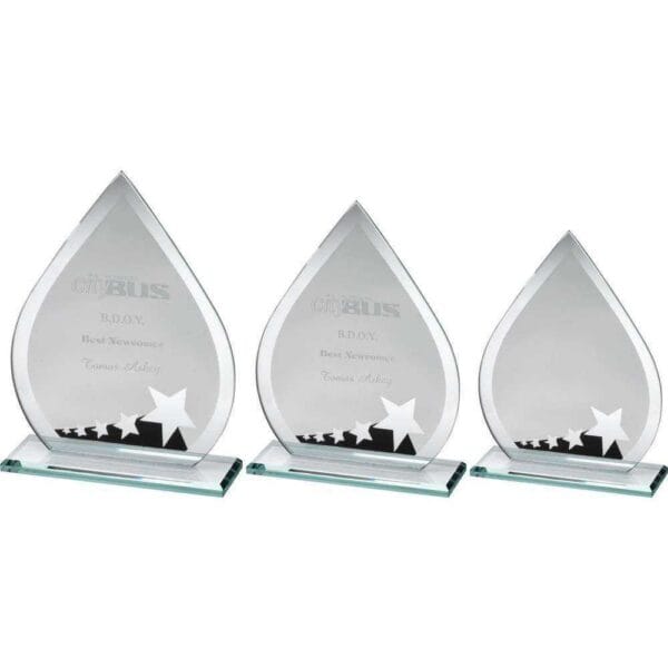 JADE GLASS TEARDROP WITH SILVER/BLACK STAR DESIGN (4mm THICK)