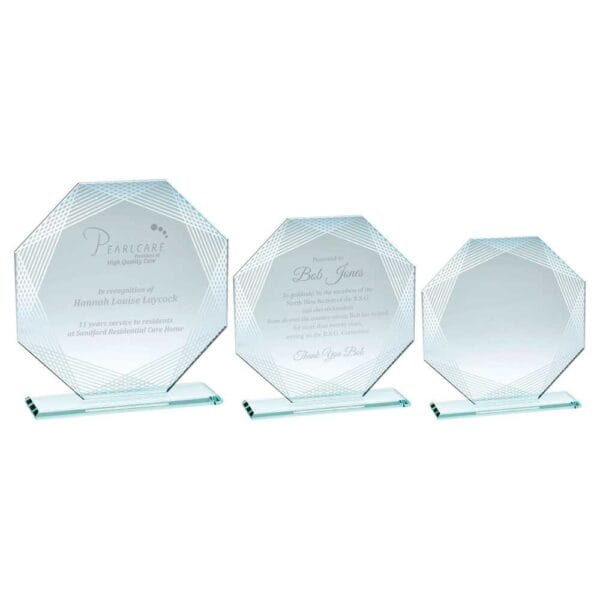 JADE GLASS OCTAGON WITH SILVER LINED EDGES (4mm THICK)