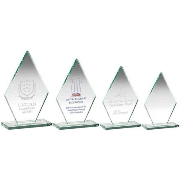 JADE GLASS TALL DIAMOND PLAQUE (10mm THICK)